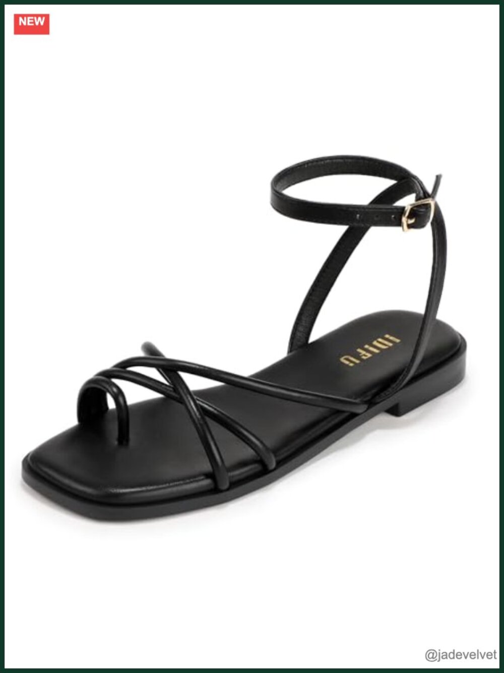 Square Toe Strappy Flat Sandals with Ankle Buckle - Dressy Summer Beach Wedding